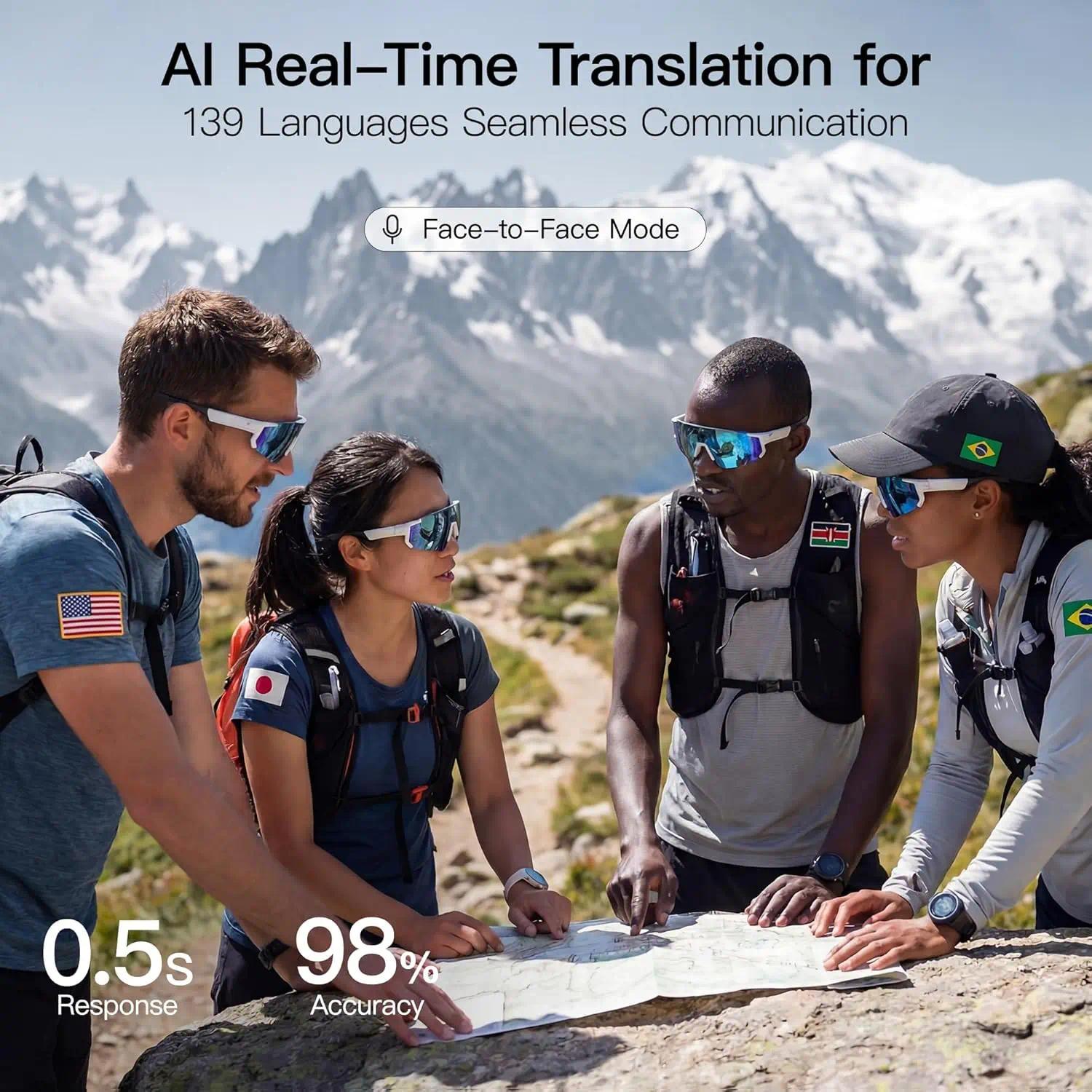 New AI Sports Smart Glasses 8MP Camera 2026 Outdoor Cycling Headphones Touch Control Windproof Bluetooth Translation Sunglasses - gallery