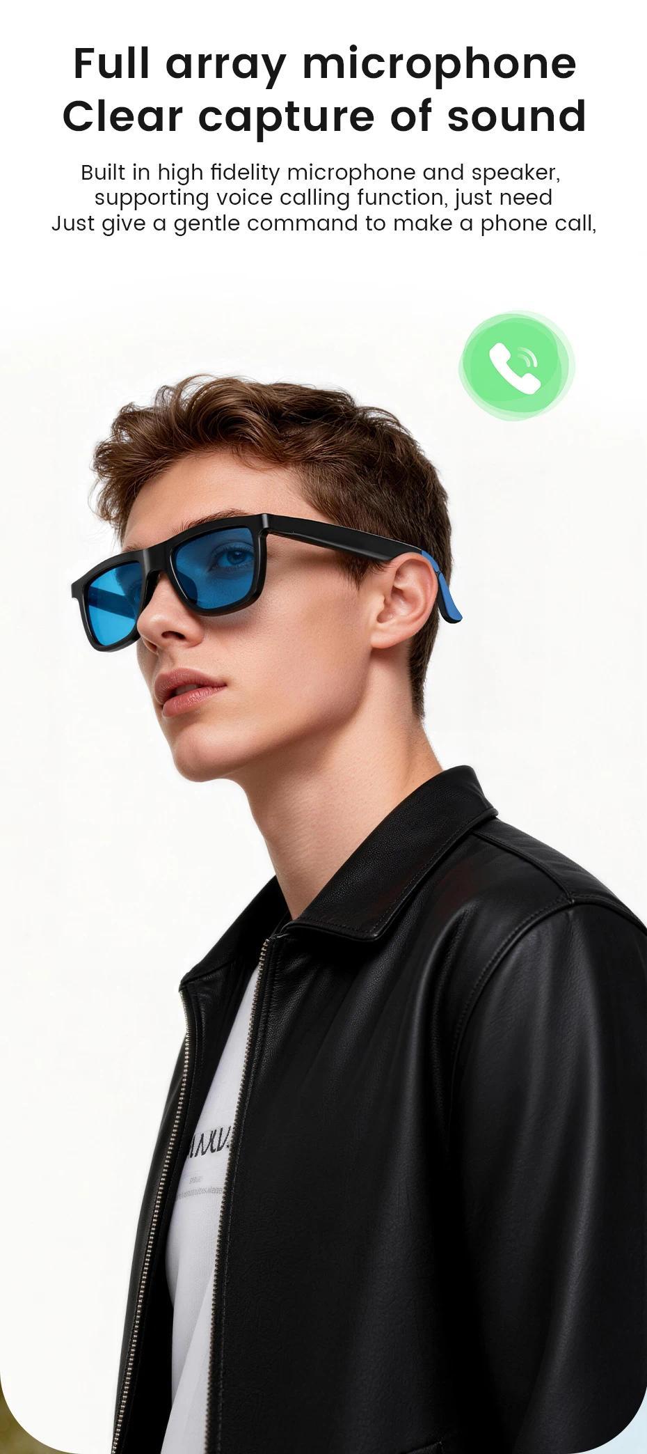 New Pro Smart Audio Sunglasses 2026 AI Translation Q&A Bluetooth HD Sound ENC Dual Mic Touch 4-Speed Color Change IP65 TR90 Men - gallery