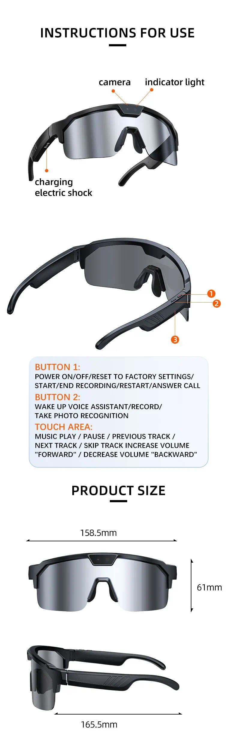 2026 New AI Smart Sports shooting&recording Glasses 800W Camera HD Anti-shake Bicycle Riding Shooting Artifact Windproof Goggles - gallery