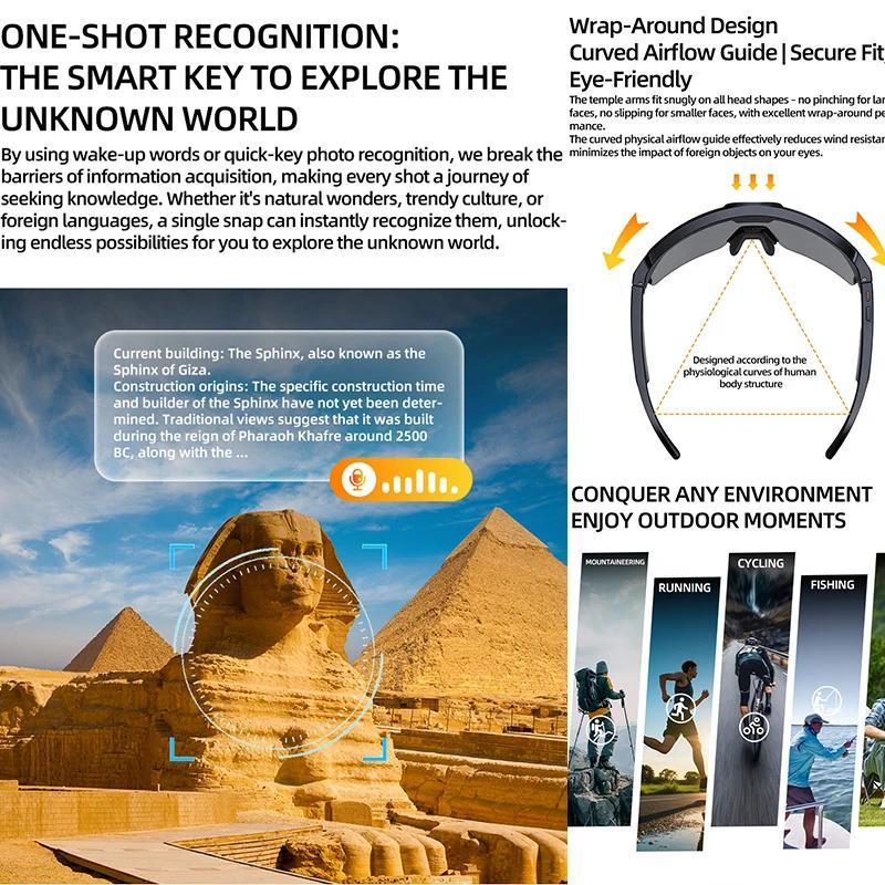 2026 Smart Cycling Glasses Sun Protection Listening to Music Taking Photo and Video AI Translation Voice Assistant Smart Glasses - gallery