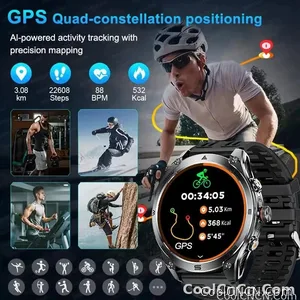 CoolWiz Smart Watch Military Grade with GPS for Men, 1000mAh Battery, 10 ATM Water Resistance, Compass, Blood Pressure Monitor, Call Function, Sports Smart Watch for Outdoor Activities and Everyday Use - view 3