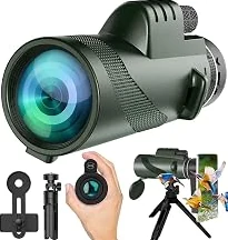 Trending Now Monocular-Telescope 80x100 High Powered for Adults Monocular for Smartphone Adapter Telescope Hunting Wildlife Bird Watching Travel Camping Hiking-Green — Compact & Portable