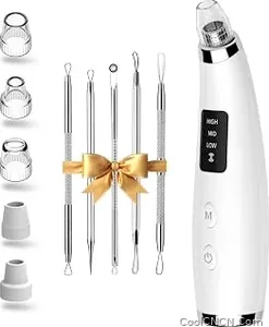 Premium Blackhead Remover Pore Vacuum with 5 Attachments, 3 Suction Levels (White) — Perfect Gift Idea - view 1