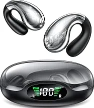 2026 New Boytond Ultra Open Ear Earbuds, Comfort Clip On Earbuds, Wireless Bone Conduction Headphones with Bluetooth 5.3, Fast Charging Fast Charging for Running, Sports, and Travel, Crystal Black — Best Seller