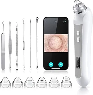 Limited Blackhead Remover Vacuum, Black Head Remover for Face with Camera, Pore Vacuum for Men and Women, USB Interface Type Blackhead Remover Tools, 6 Suction Heads & 3 Adjustment Modes (Grey) — 2026 Collection