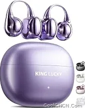 High Quality King Lucky Clip-On Earbuds Gen 3, Open-Ear Wireless Bluetooth 6.0 Headphones with Mic, Secure Fit for Small Ears & Glasses Wearers, 50H Playtime, ENC, IPX5 Waterproof Sport Ear Buds (Purple) — Gift Set Edition - view 1