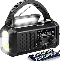 Hot Item QAUYYW NOAA Emergency Weather Radio 74000 mWh Solar Hand Crank (Black) — Durable Design