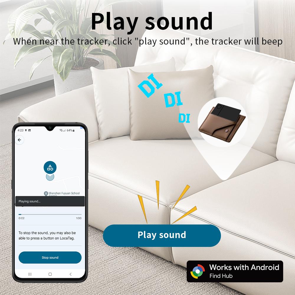 Wireless Rechargeable GPS Card Tracker Google Certified Android Locator for Xiaomi Pixel QR Code Anti Loss Billfold Smart Tag