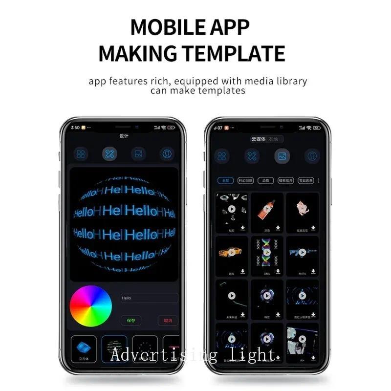 50cm 2 Blades 3D Hologram Projector Fan Led Display Projectors Lamp Sign Holographic Lamp Store Bar Mall Advertising Logo Light