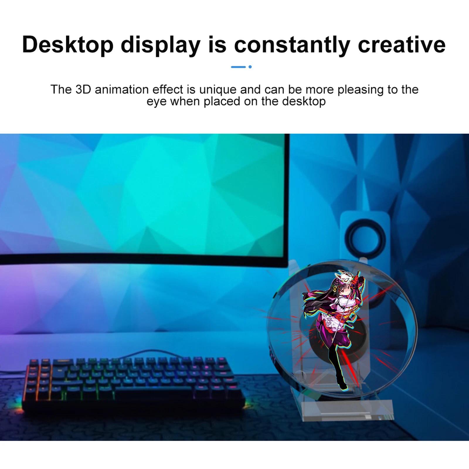 Mini 3D Holographic Projector Fan Desktop LED Advertising Machine Hologram Picture Video Display Remote Control with Stand