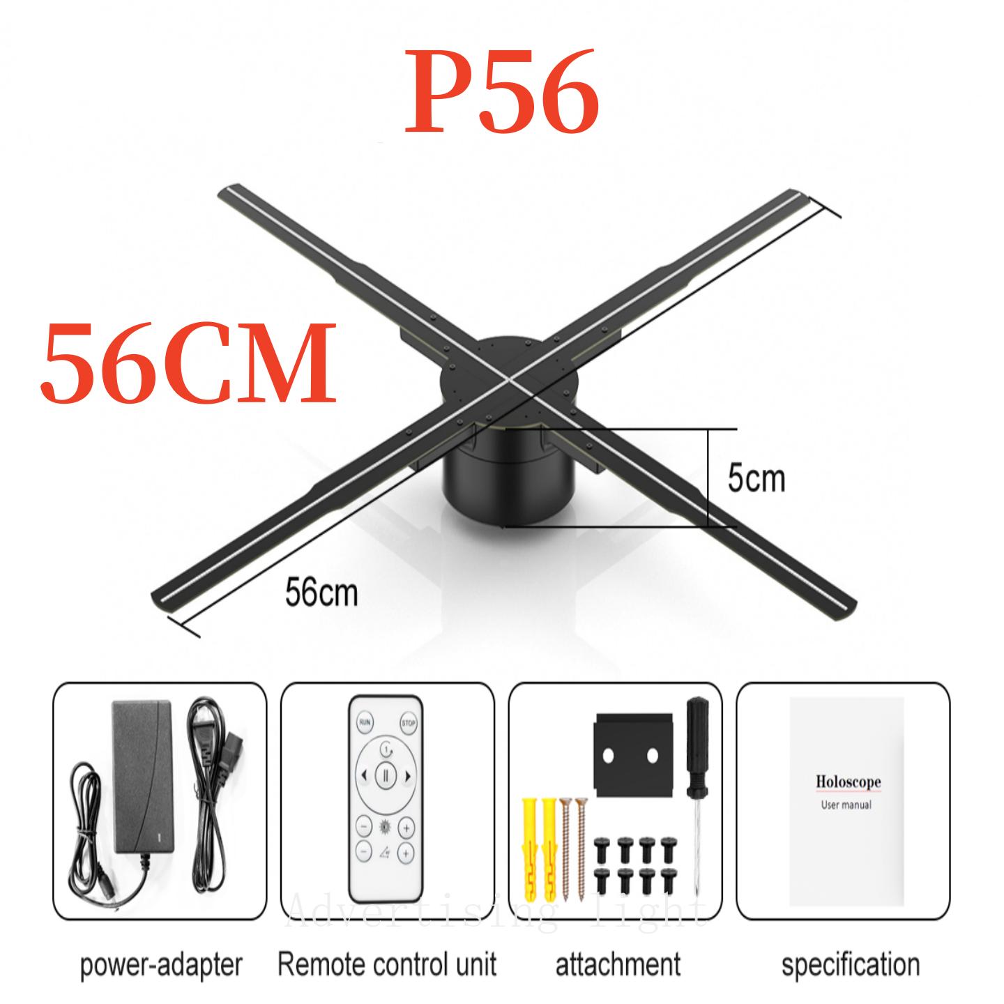 42-56cm 3D Holographic Projection Wifi Led Logo Holographic Light Player 3D Fan Holographic Advertising Lights