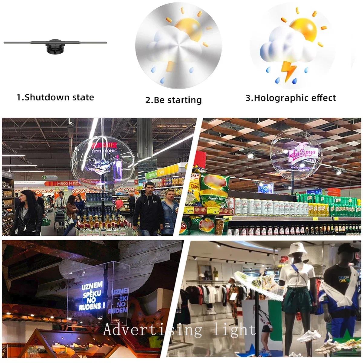 3D Hologram Fan WiFi 3D Holographic Projector Advertising Display HD Light Holographic Projector for Stores Bars Party Xmas