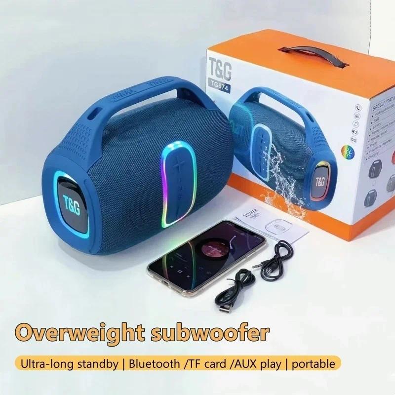 TG-674 30W Subwoofer Bluetooth Loudspeaker Hand-held Bass Stereo Portable Wireless Speaker Large Battery Support FM/TF Function
