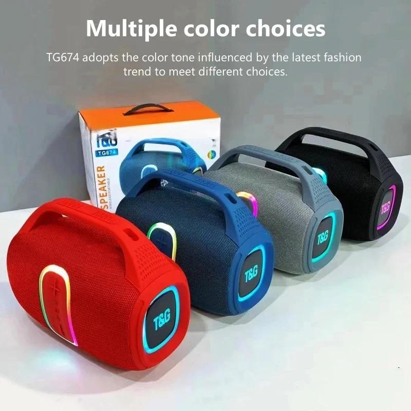 TG-674 30W Subwoofer Bluetooth Loudspeaker Hand-held Bass Stereo Portable Wireless Speaker Large Battery Support FM/TF Function