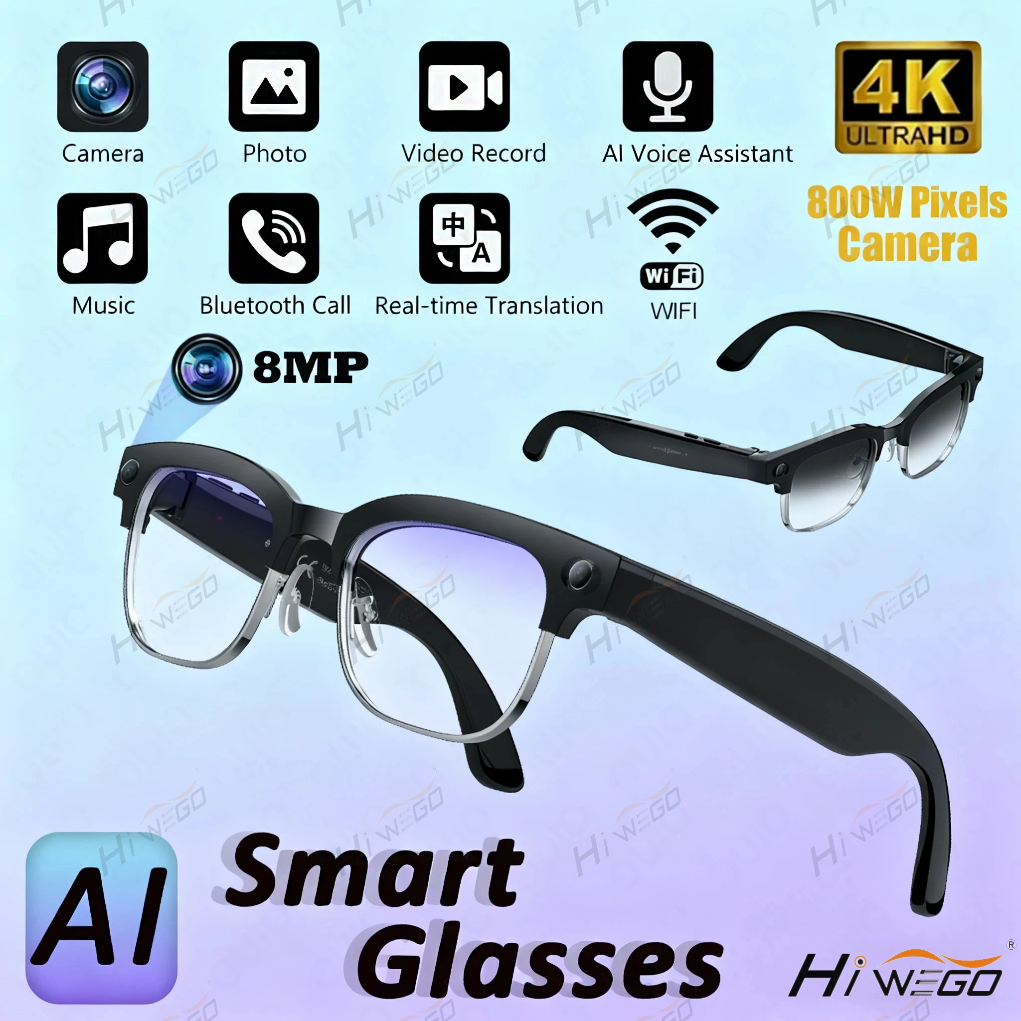 Unboxing and Review: The New 8MP HD Camera Smart Glasses 4K  Video Record Al Voice Translation Photo Recognition WIFI Transmission BT Call Smart Glasses Experience
