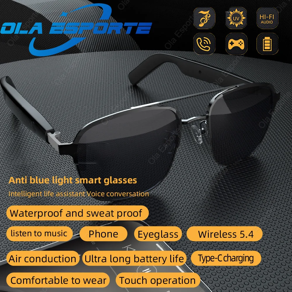 SG11pro Bluetooth Smart Glasses Audio Music Calls Anti-blue Light UV400 Polarized Lens Men Wireless Smart Sunglasses Headphones