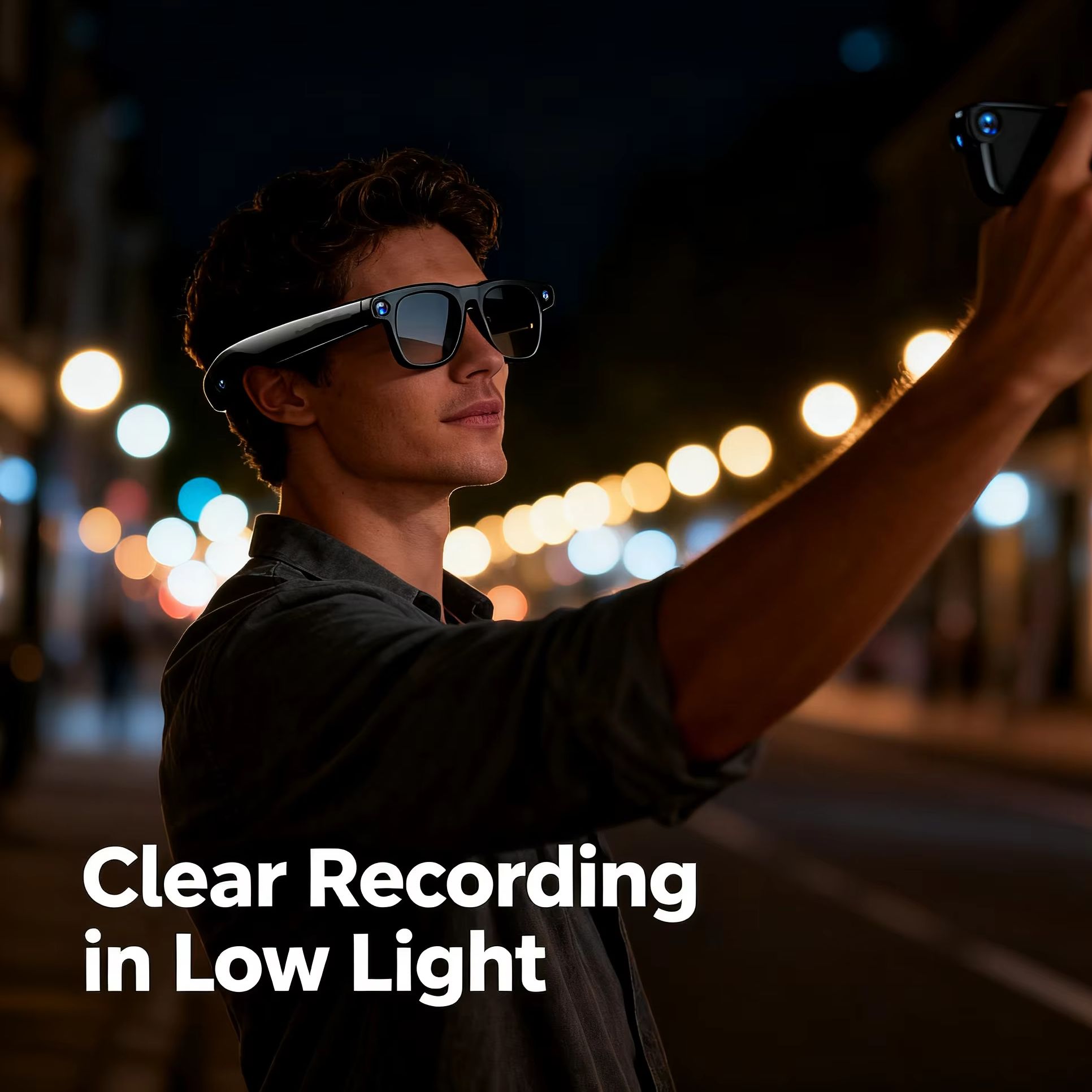 V3 AI Smart Glasses with ChatGPT 8MP Camera Video Recording Bluetooth Calls Voice Wake Music Playback Sunglasses Wireless Durable Remote Wearable Black - Image 4