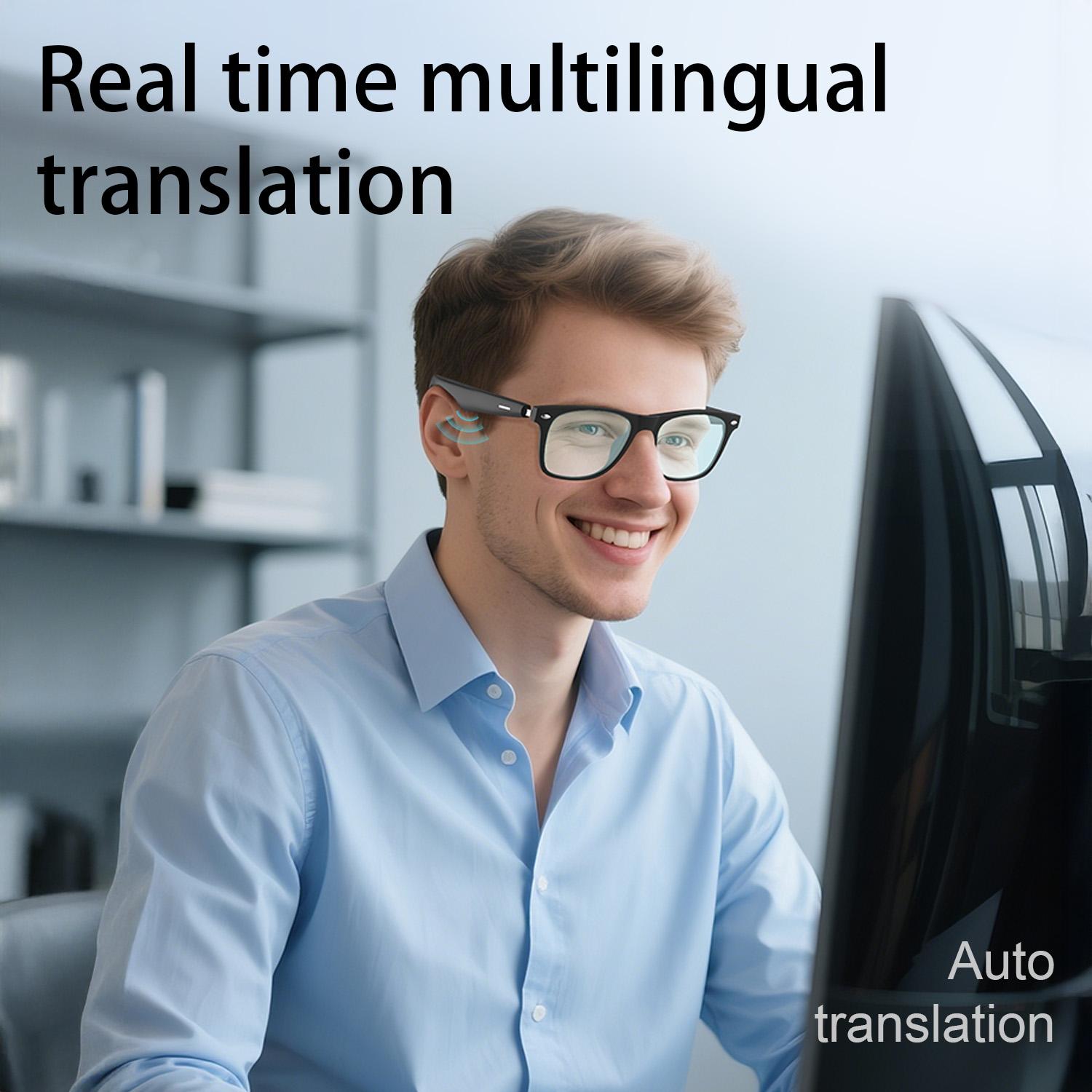 2025 Smart Glasses  AI Translation Camera Control Bluetooth Call Headphones Fashionable Sunglasses Intelligent Men Women Gifts Android Water Proof Remote Wearable Wireless B-Blue Light - Image 4