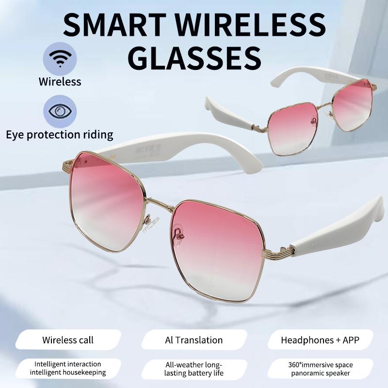 GY200 Smart Glasses 100+ Online Language AI Automatic Dialogue Translation Bluetooth Glasses With Speaker Sports UV Protection Magnetic Water Proof Android Device Remote Wearable Wireless Chargeable Pink - Image 5
