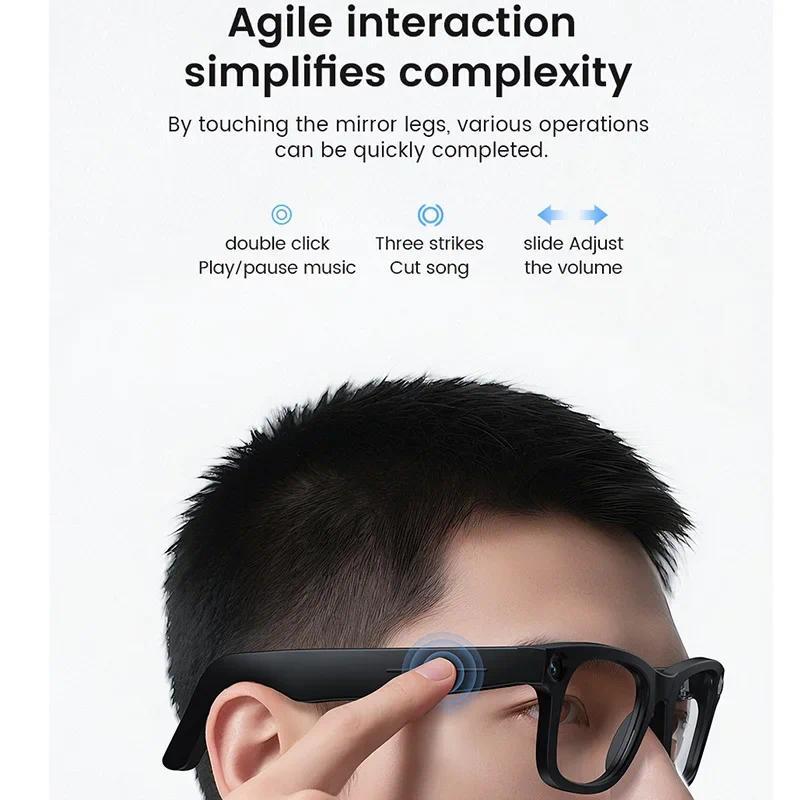 New AI 800W HD Camera Smart Glasses Anti Shake 1080P HD Video Recording Touch Translation Wireless Call Al Voice Smart Glasses Wearable Transparent Lenses - Image 5