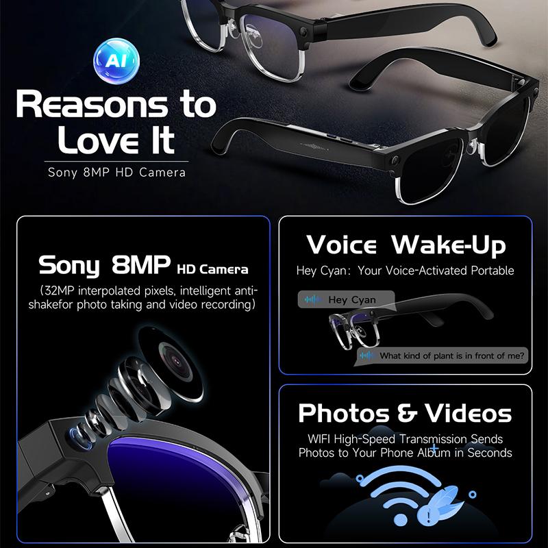 AI Smart Voice Glasses 800W High-definition Camera AI Translation Picture Recognition Photo Video Fashion SmartGlasses Men Women - Image 3
