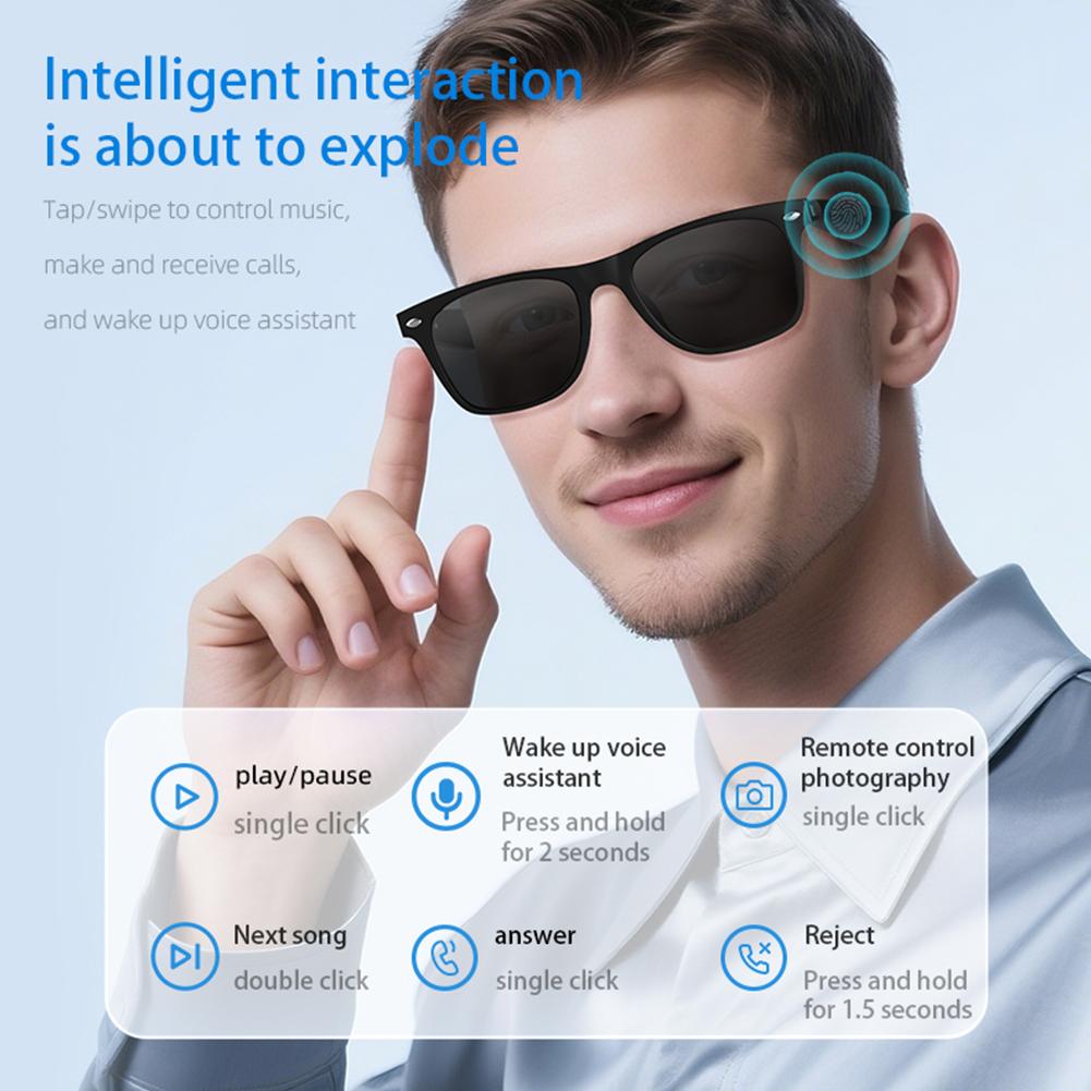 A01 AI Intelligent Translation Glasses 130 Languages Wireless Headset Sunglasses Built-in Mic Speakers Sports Driving Sunglasses - Image 2