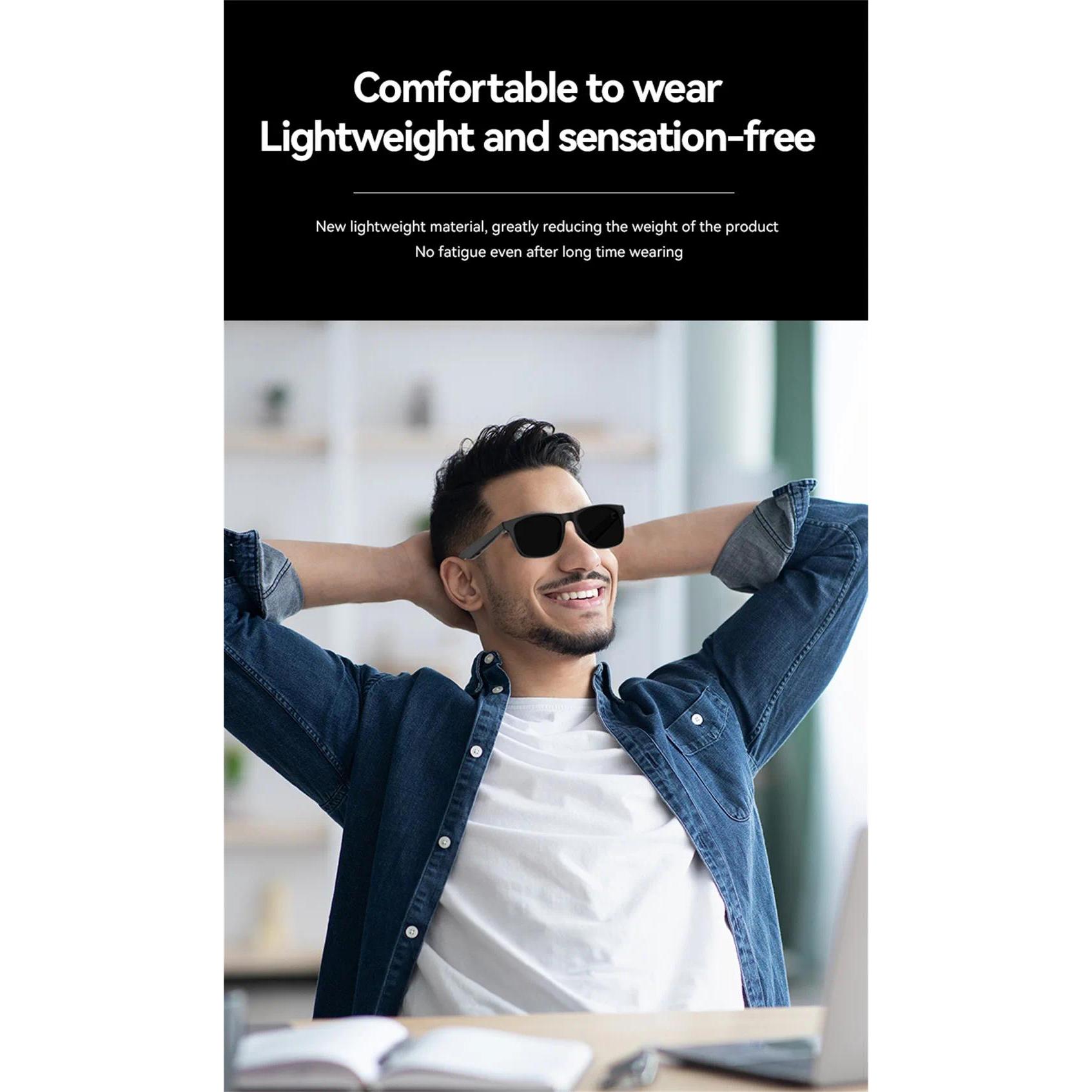 2025 New Smart Glasses Wireless Bluetooth Hands-Free Touch Controls Calling Music Motion Stereo Surround Sound Speaker Glasses