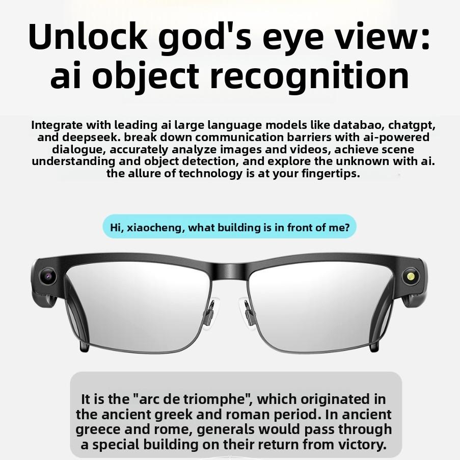 Smart Ai camera glasses 800W pixel listening to music Bluetooth call recording anti-blue light fashion sunglasses