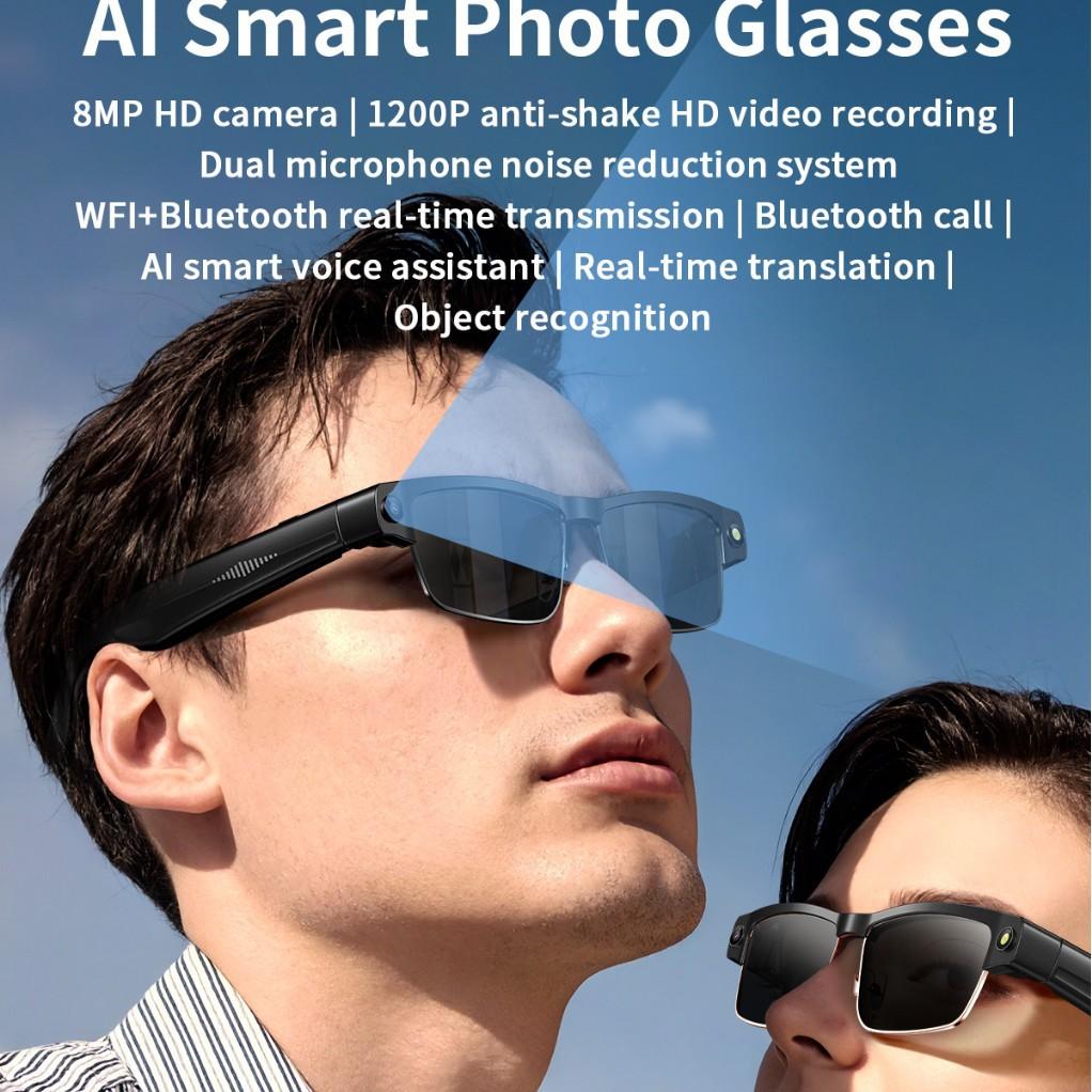 Intelligent AI translation glasses 8 million camera to take pictures, audio recordings, Bluetooth calls smart glasses