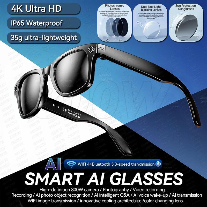 Discover the Revolutionary Features of New4K Ultra HD AI Glasses Men Chat IP65 Waterproof Voice Assistant AI Transmission 800W Camera Bluetooth Call Smart Glasses 2025