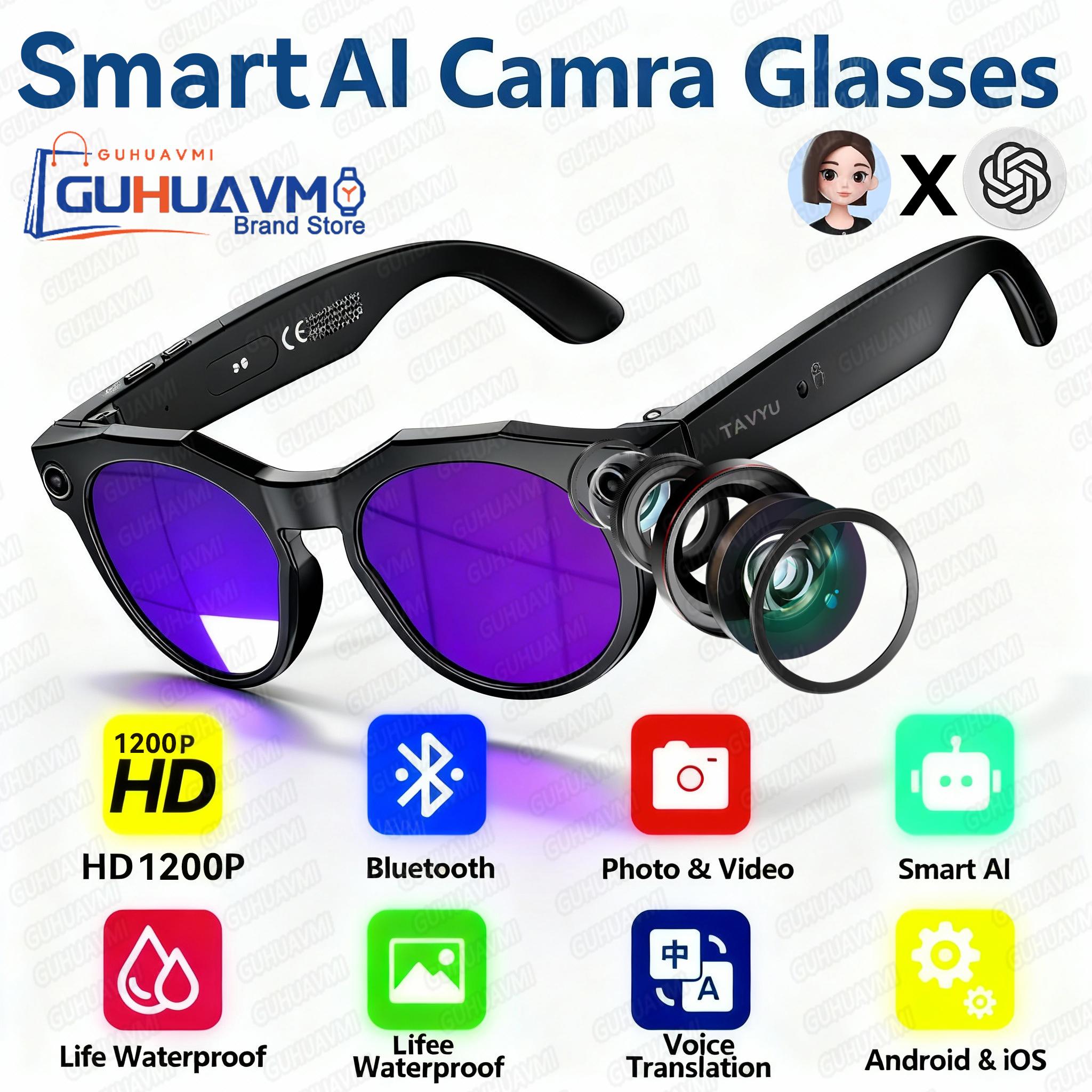 2026 AI Smart Glasses Multifunctional Camera Color-Changing Bluetooth Call HD Voice Assistant Music Player Translation Glasses