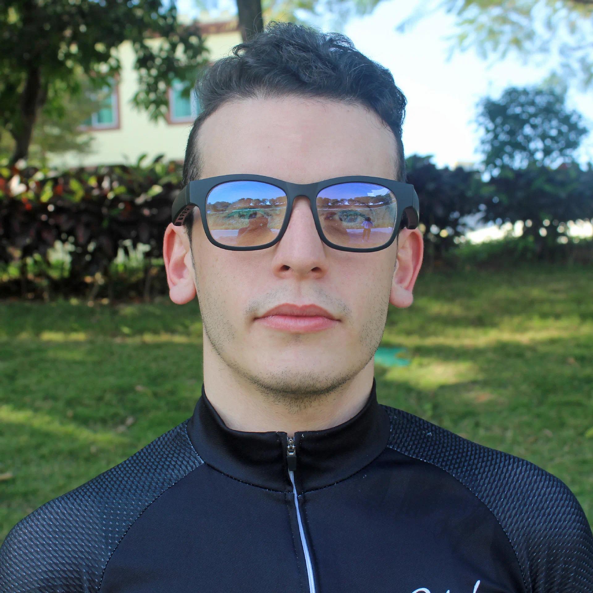 Bluetooth glasses, smart, open ear Bluetooth headphones, polarized music glasses, sunglasses, blue