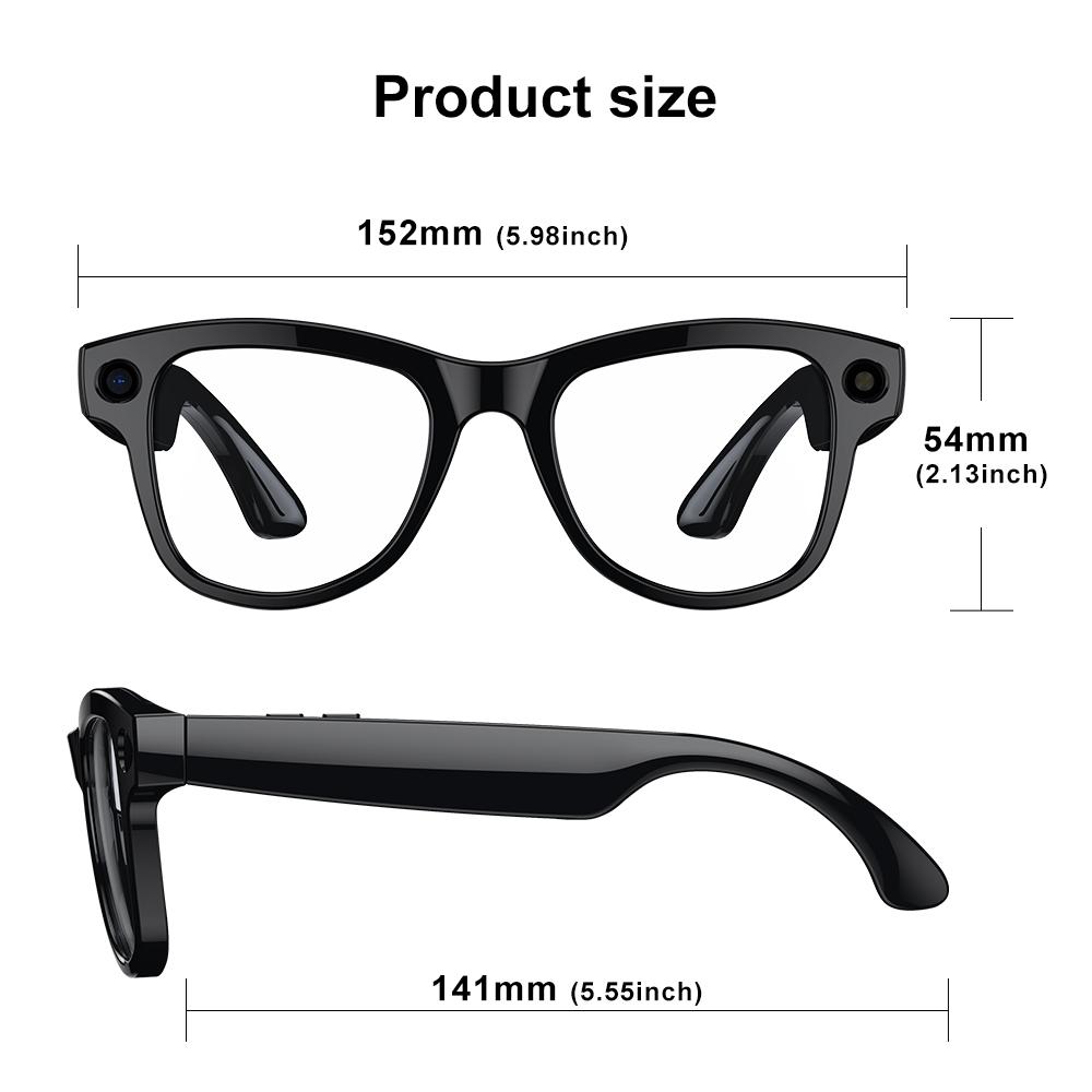 AI Smart Glasses M02Ultra with Charging Case - 800MP Camera, Object Recognition, Translation, WiFi, Navigation, Video Recording