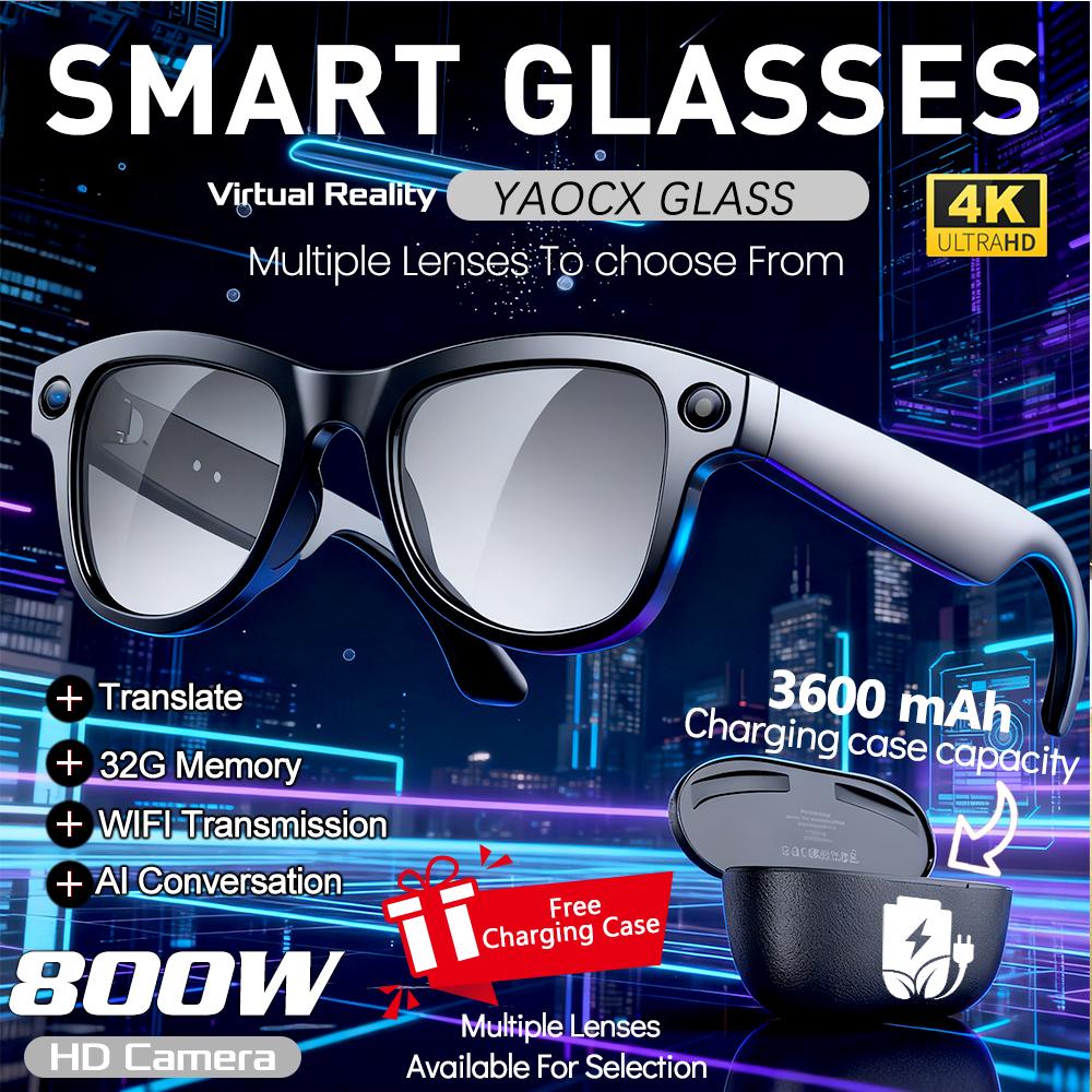 Smart AI Glasses, New Arrival, 800W Pixel Camera, Video Recording, AI Voice Translation, Music Transfer, WIFI Connectivity, Call Capability, Smart Glasses