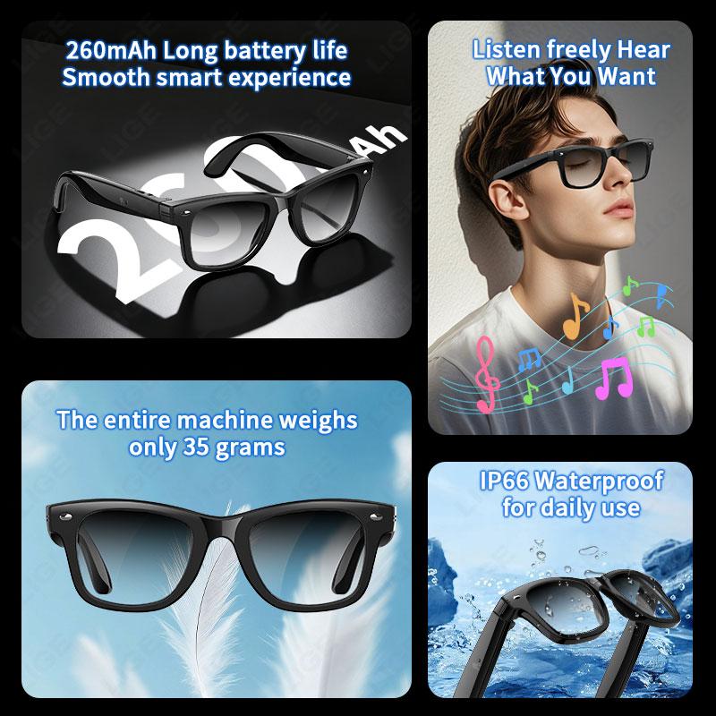 LIGE Smart Glasses AI Photography Video Intelligent Interactive Translation Smart Sunglasses For Google Glasses with camera men