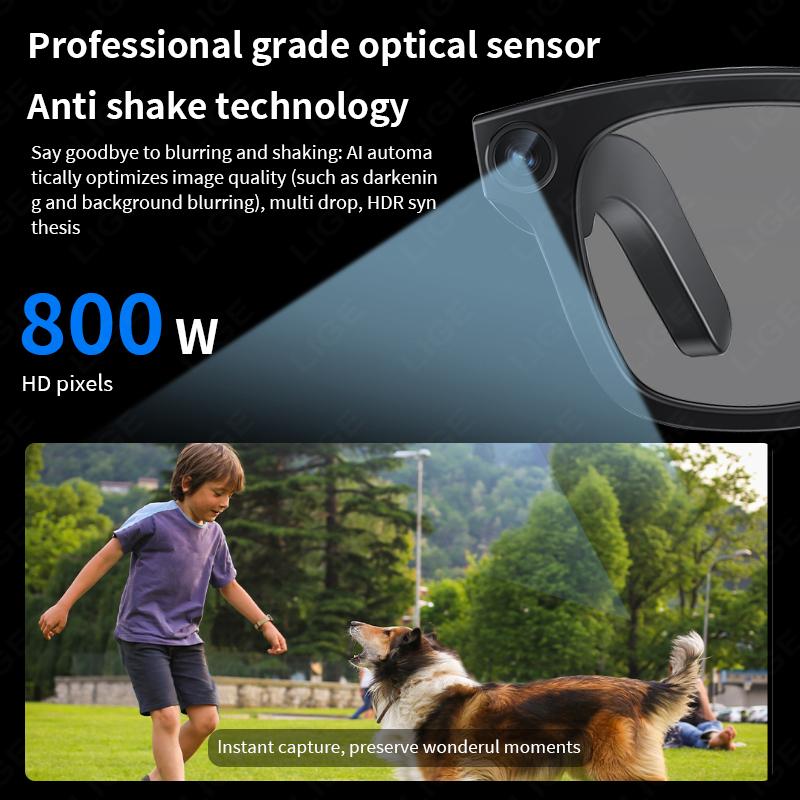 Smart Glasses Camera Sunglasses 800W AI Translator Recording Video Photo Wireless Bluetooth Touch Anti-blue Light Smart Glasses