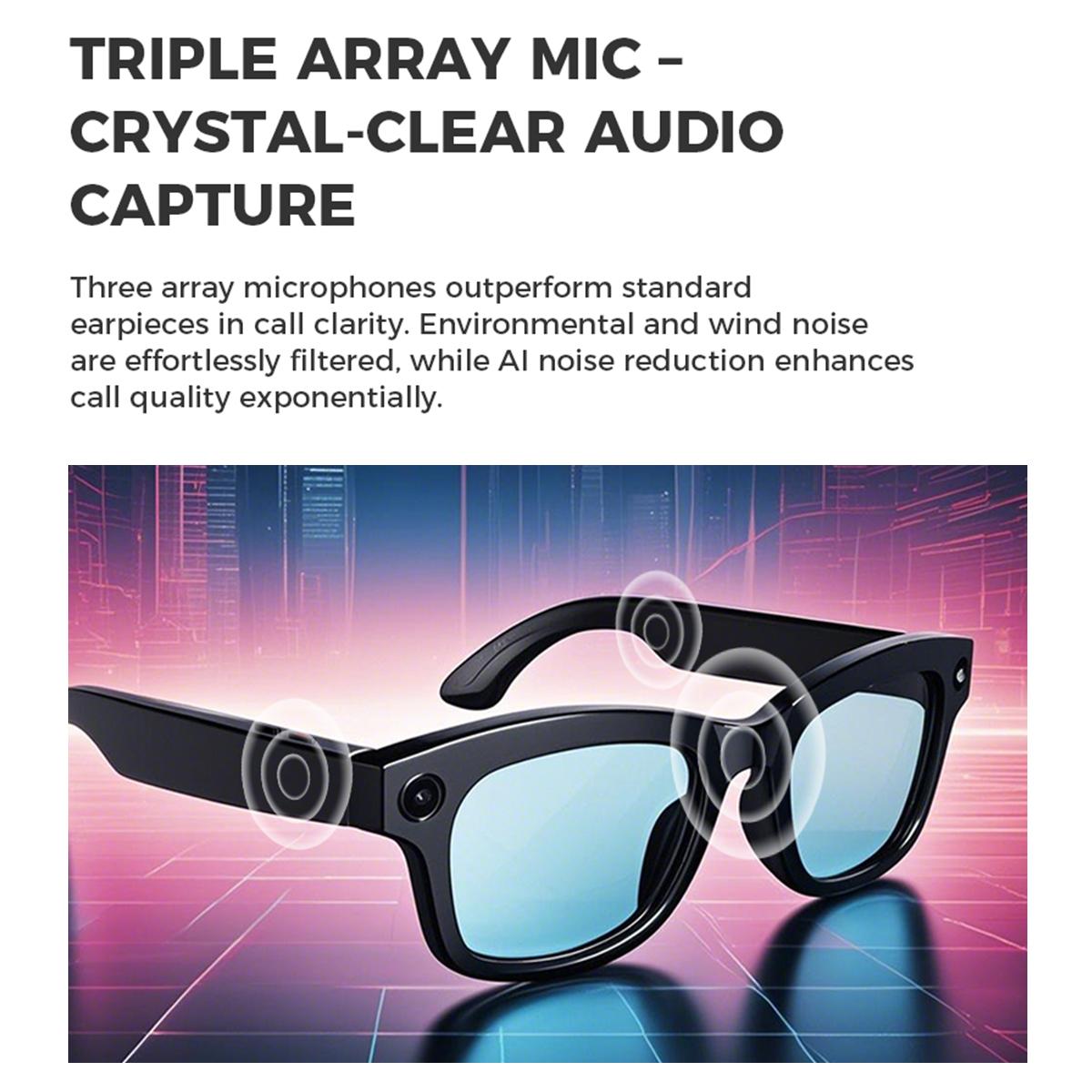 New Smart Glasses AI Translation Bluetooth Call 1080P HD Camera Music Headphones Outdoor Sports Fashion Sunglasses For Men Women