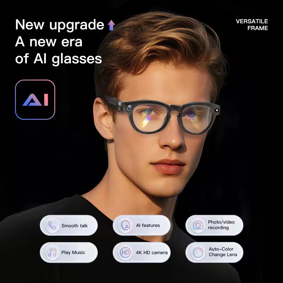 AI Smart Glasses, 4K HD, For Men and Women, 800W Pixel Camera, Bluetooth Calling, 4GB WIFI Connectivity, Voice Assistant, Launched in 2026, New Arrival