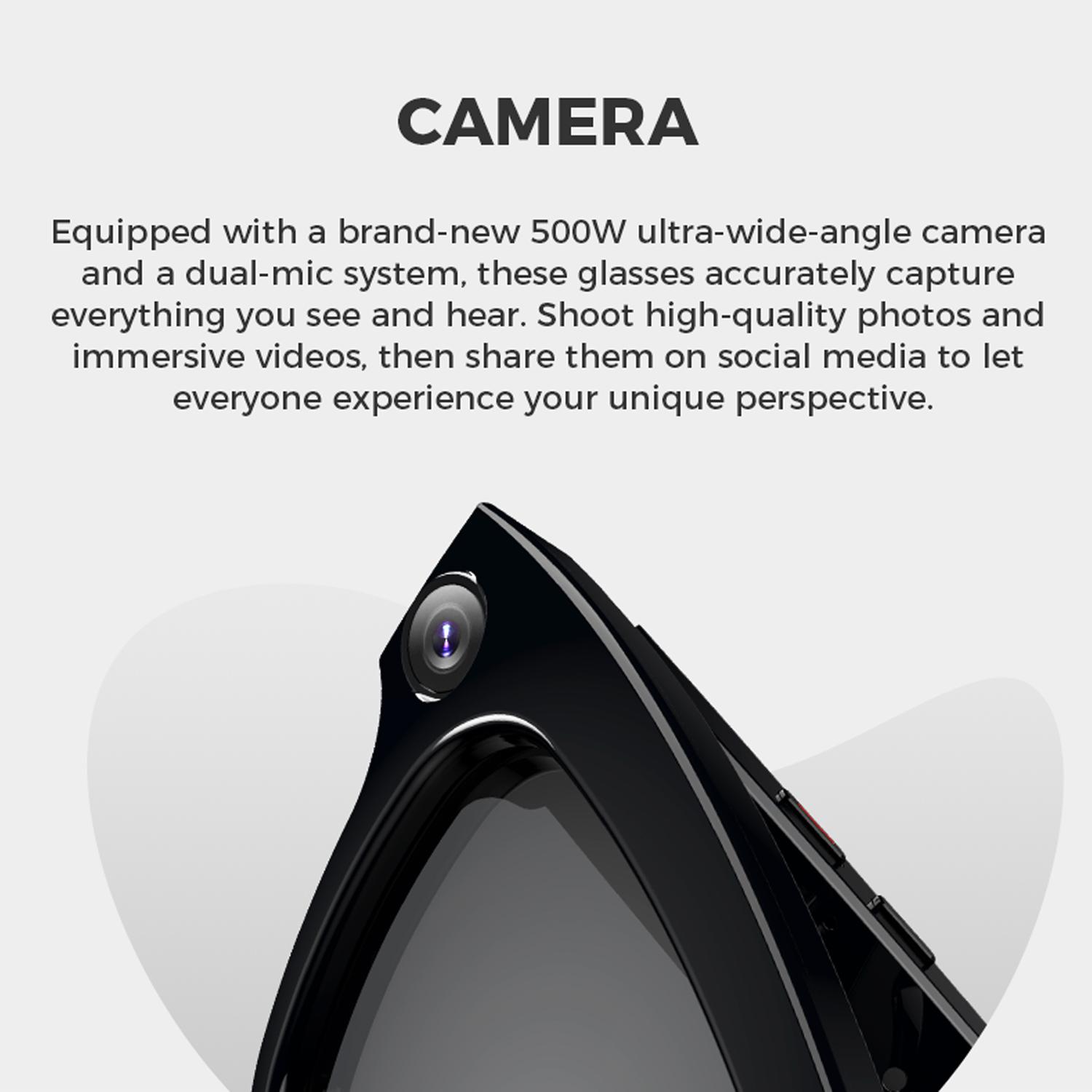 AI Smart Glasses Built-in HD Camera Anti-UV Sunglasses Video Recorder Shooting Glasses Bluetooth Call Voice Assistant Camcorder