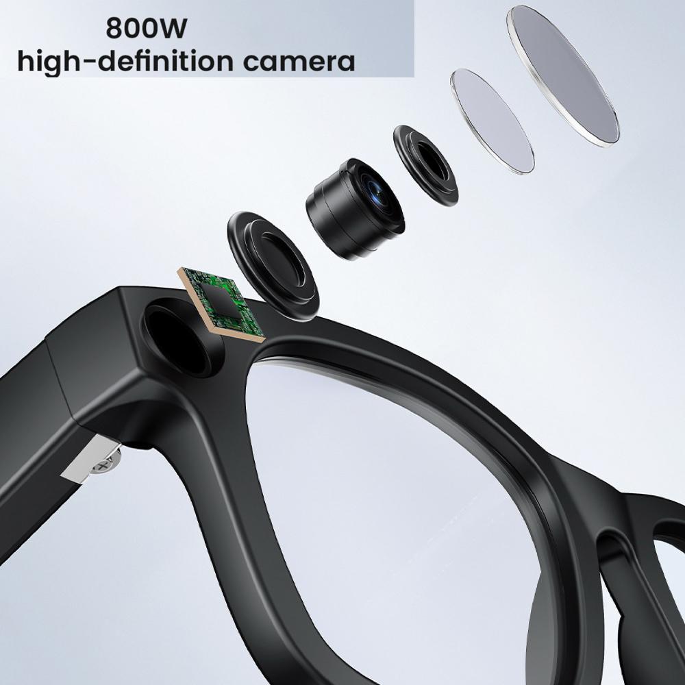 Smart Glasses 800W Camera 1080P Video Recording Voice Assistant Anti-Shake 4GB Memory Sunglasses Blue Tooth Call Translation