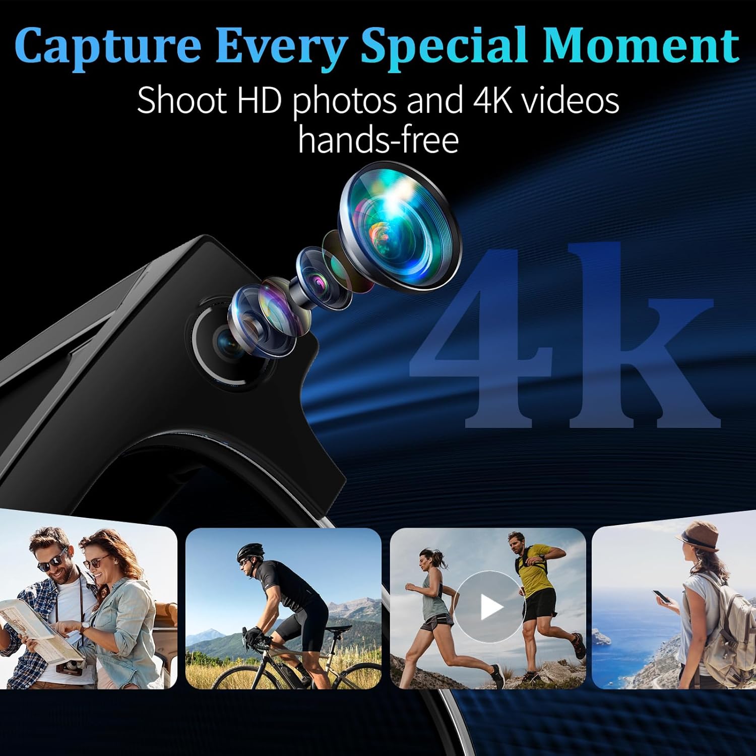 Smart glasses with AI translation, WiFi calling and sharing, UV protection lenses, 4GB memory, AI chat functionality, ideal for outdoor sports, sunglasses, new model from 2026