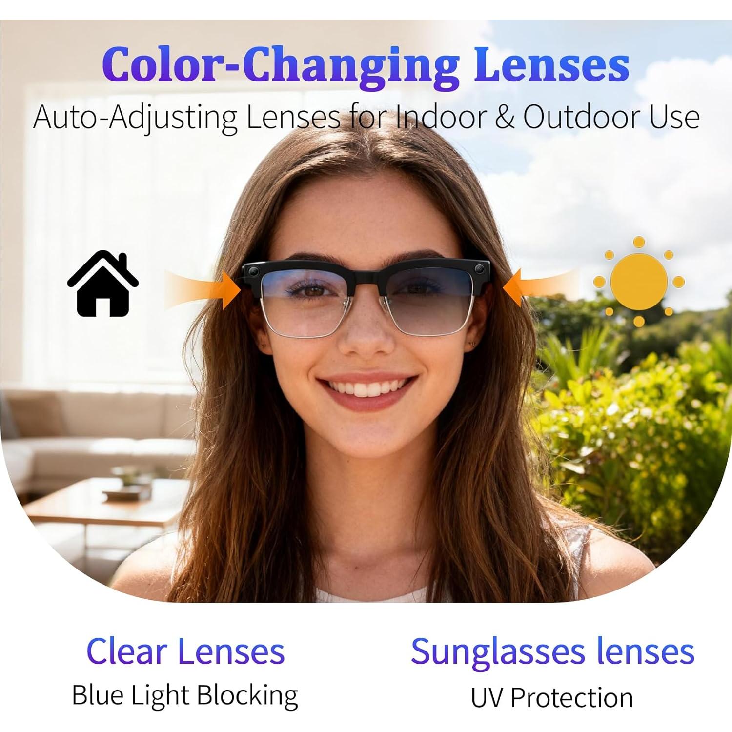 Smart glasses with AI translation, WiFi calling and sharing, UV protection lenses, 4GB memory, AI chat functionality, ideal for outdoor sports, sunglasses, new model from 2026