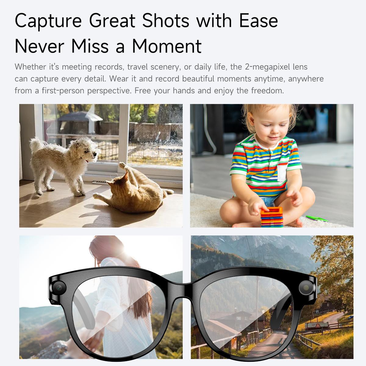 NEW AI Smart Glasses HD Camera LED light AI Translation Dialogue 290mAh Battery Meeting Video Record Outdoor Sports Sunglasses