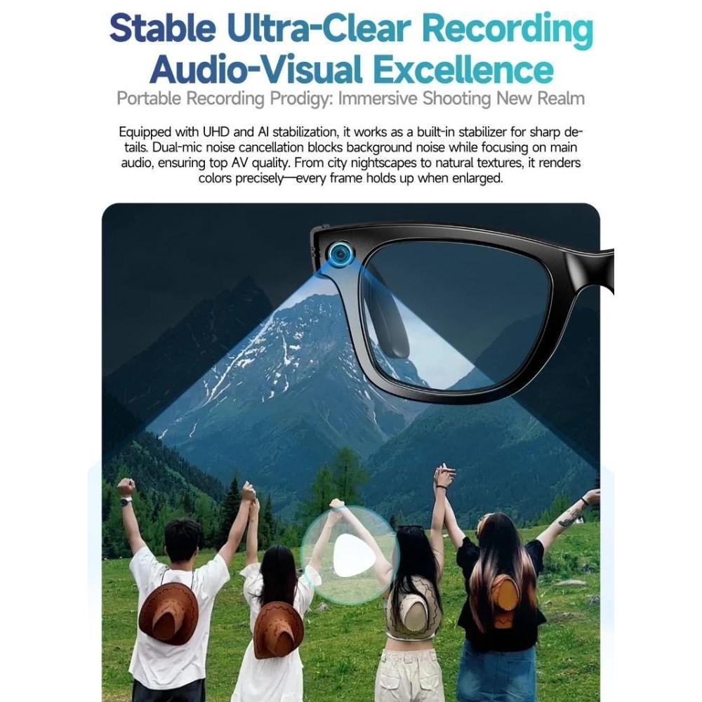 AI image processing glasses, gesture face recognition, intelligent AI translation, 32 megapixels, sunglasses, Wi-Fi transmission, noise reduction, HD photos and videos, anti-shake protection