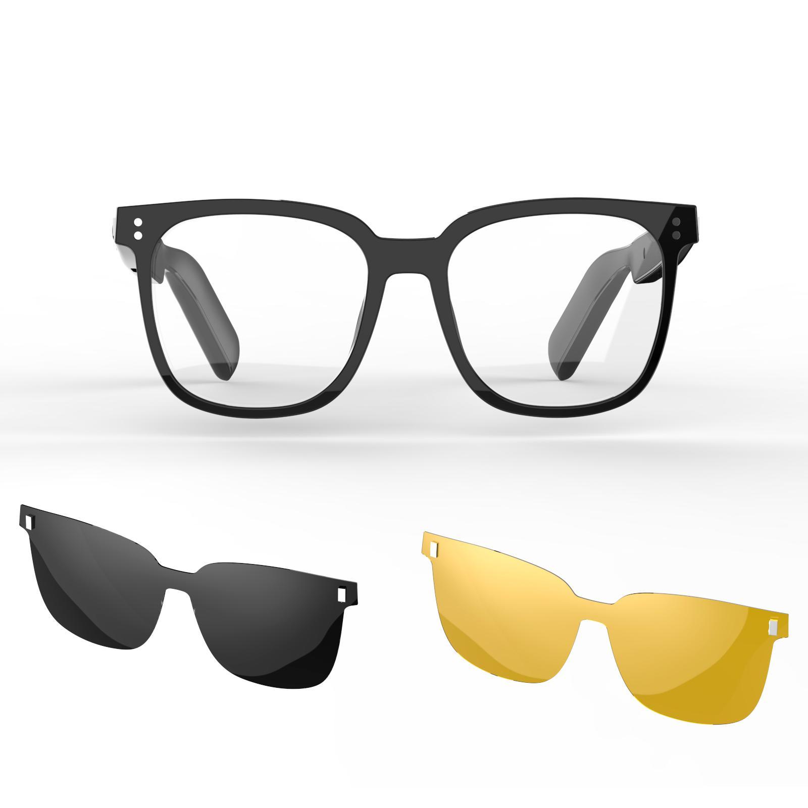 SG-19 Pro All-in-One Sunglasses Clear Lenses Combo with Bluetooth Waterproof Dual Mic Noise Cancellation Smart Glasses 80+80mAh