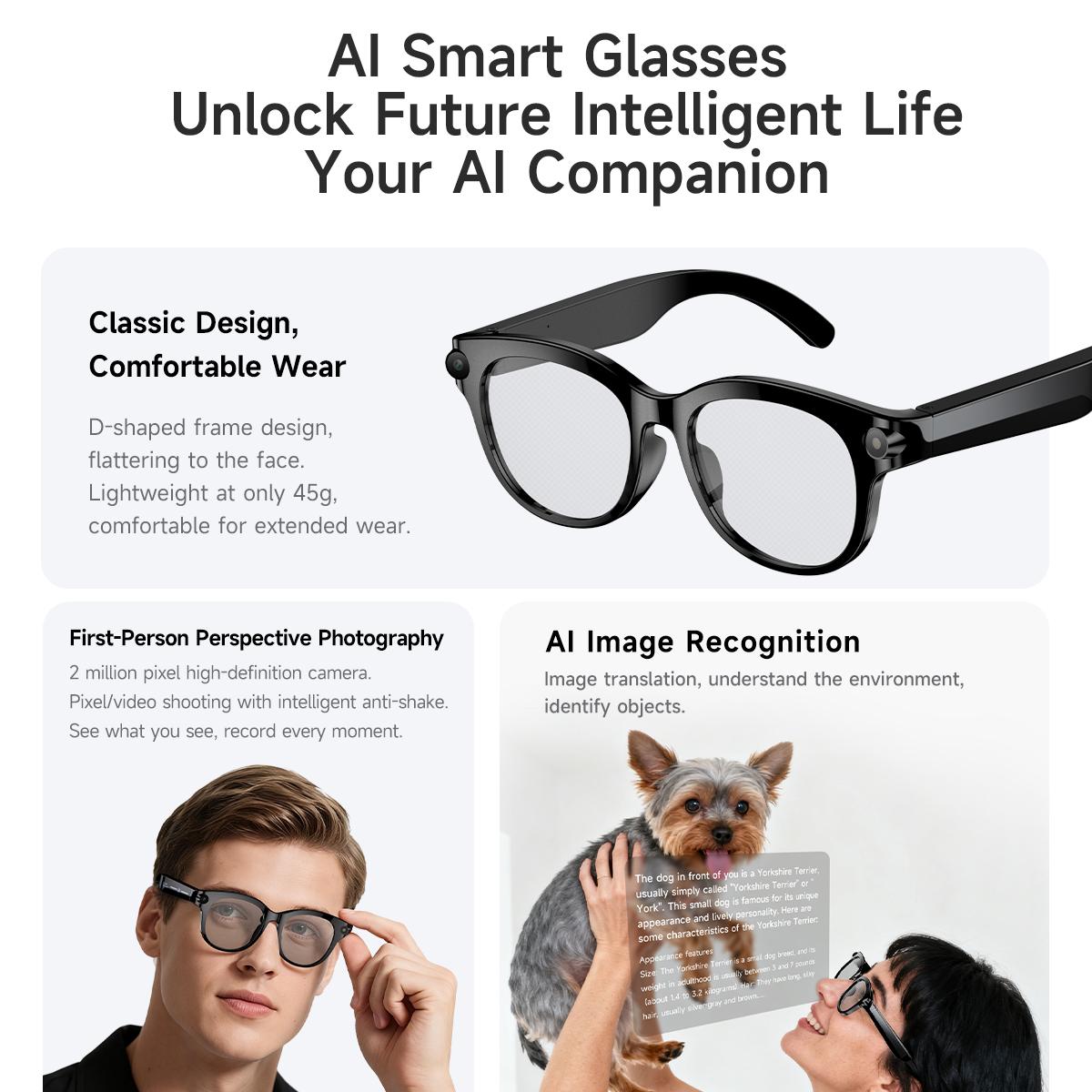 How Smart glasses with AI technology, new AI features, HD camera, LED lights, AI translation, conversation mode, 290mAh battery, perfect for meetings, video recording, and outdoor sports sunglasses. Can Transform Your Daily Routine