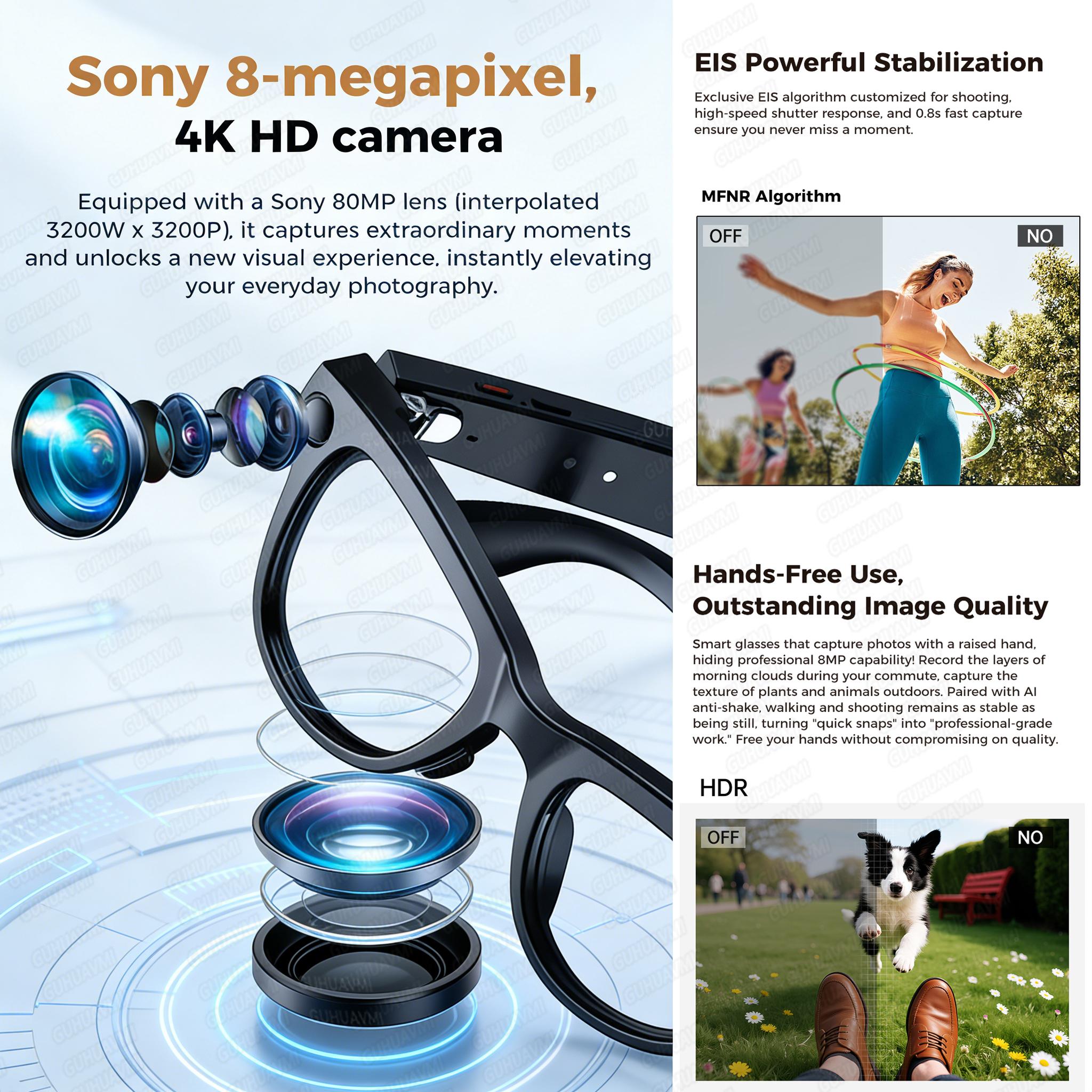 Power Bank Camera, 800W, 3600mAh, Smart Glasses, For Men, Translation in 100+ Languages, WIFI Delivery, Music Player, AI Conversation Glasses, Compatible with iOS, New Arrival