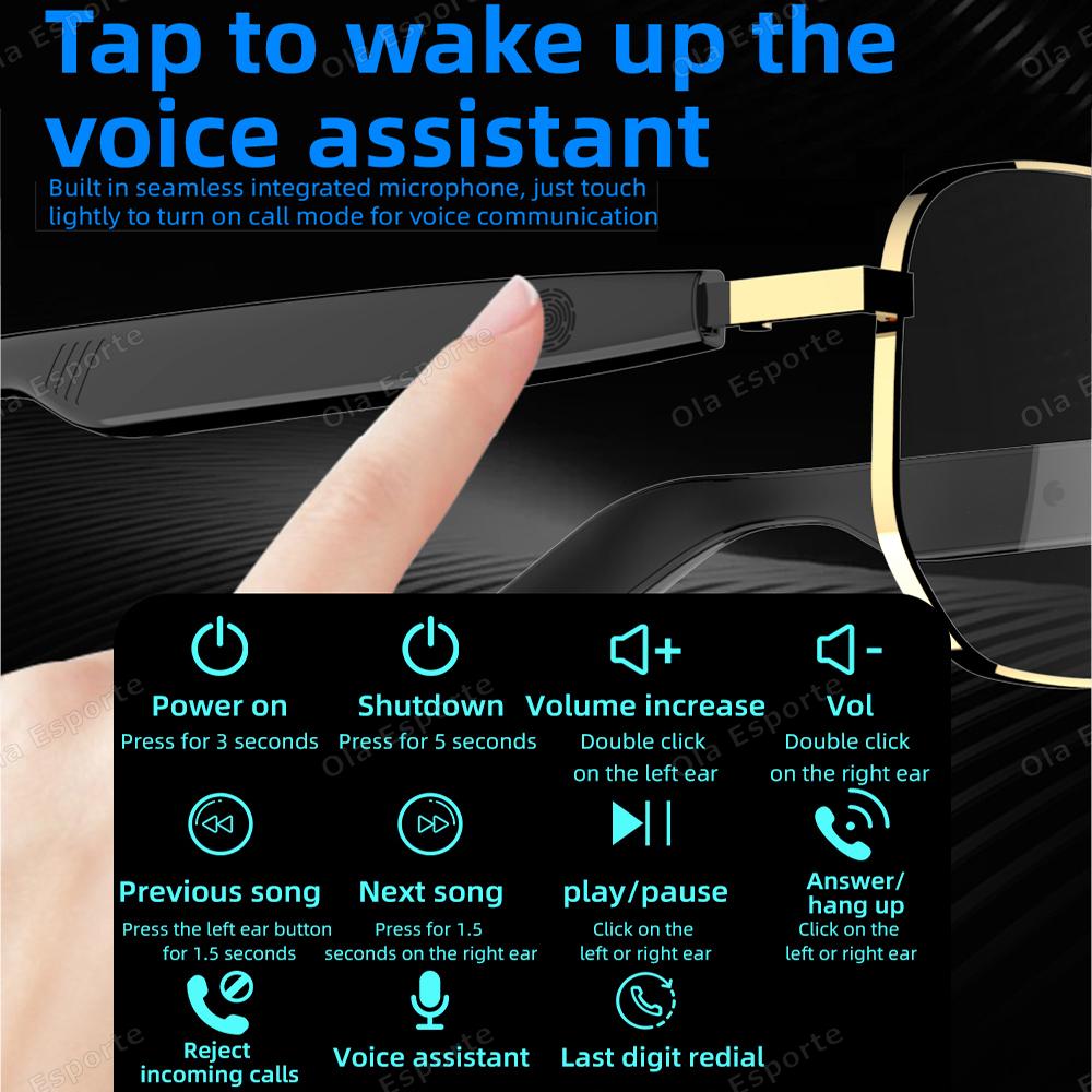 Blue light blocking glasses, smart, with Bluetooth headphones, intelligent calling, music sound quality, voice assistant, long battery life, new arrival