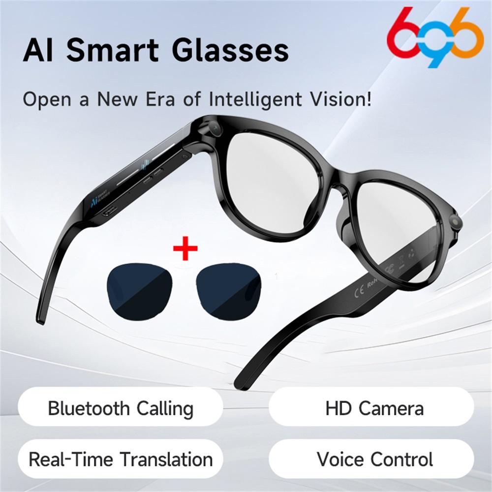 Smart Glasses, AI Technology, Real-Time Translation, Dual Camera, Bluetooth Calling, Sunglasses, Audio Capture, Video and Music Player, Multifunctional, For Men