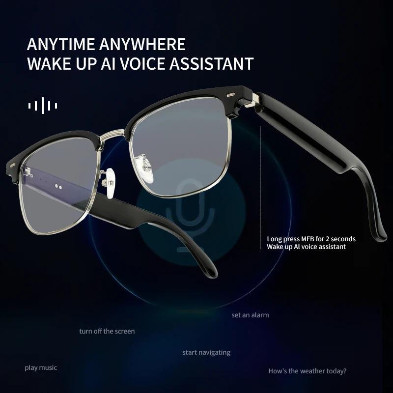 Smart Glasses Headset Wireless Bluetooth 5.0 Sunglasses Outdoor Sport Earphone Calling Music Eyeglasses App Translator AI